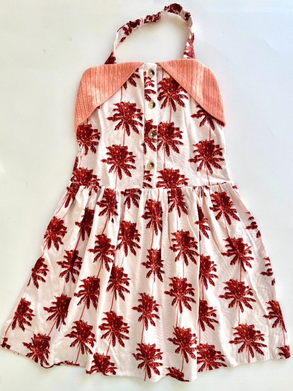 NWT Kate Quinn Girls Palm Tree Halter Dress Sz 4T Sailor Collar